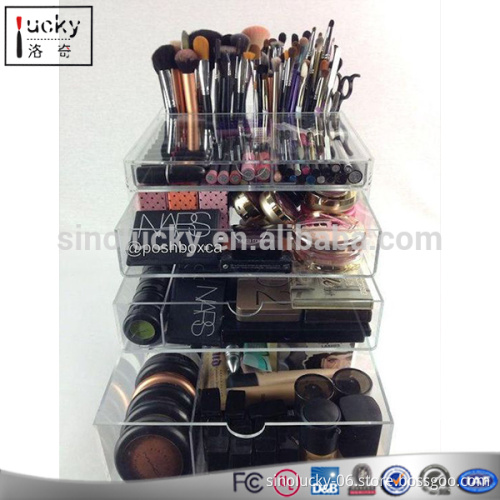 Acrylic Makeup Organizer Large 4 Drawer with Storage Modular Tray